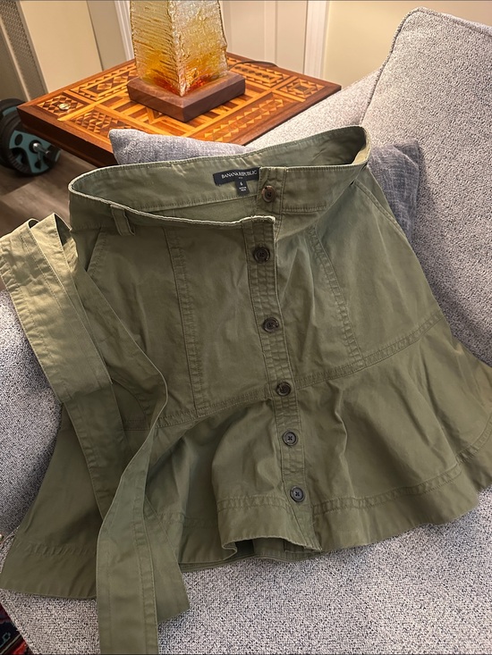 Banana Republic Dresses & Skirts - Banana Republic Military Olive Button-Front Belted Skirt